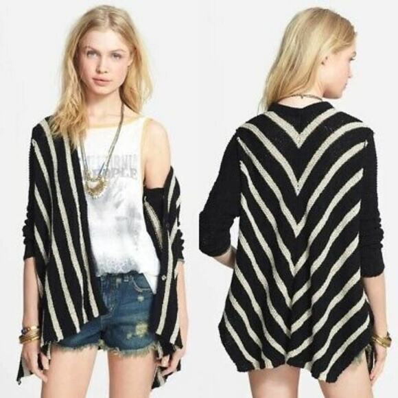 Free people circle back striped cardigan cream - Picture 3 of 9